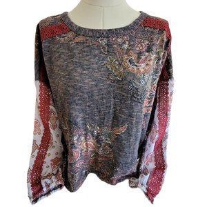 EST 1946 Shirt Multi-Color Feminine Sheer Sleeve Woman's Size Large JJ766